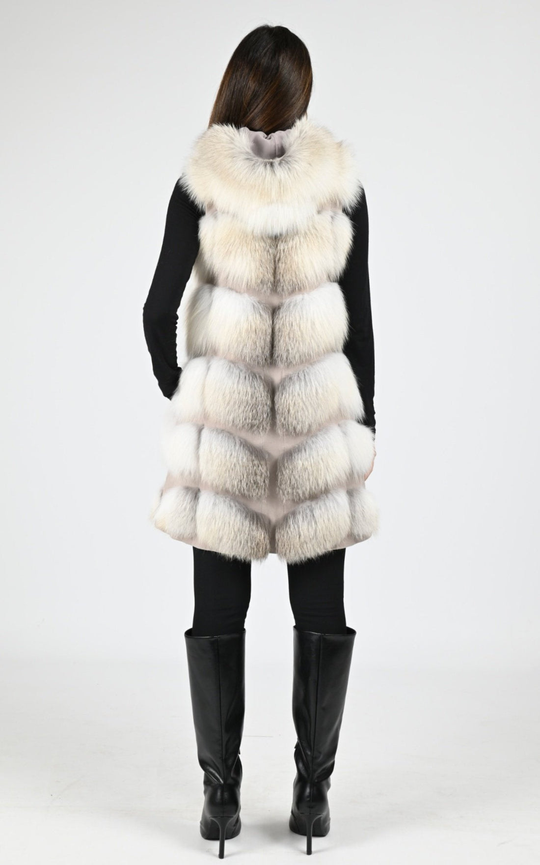 Gilet Fourrure Femme Manakas, modèle 1619 86 cm de couleur fawn light