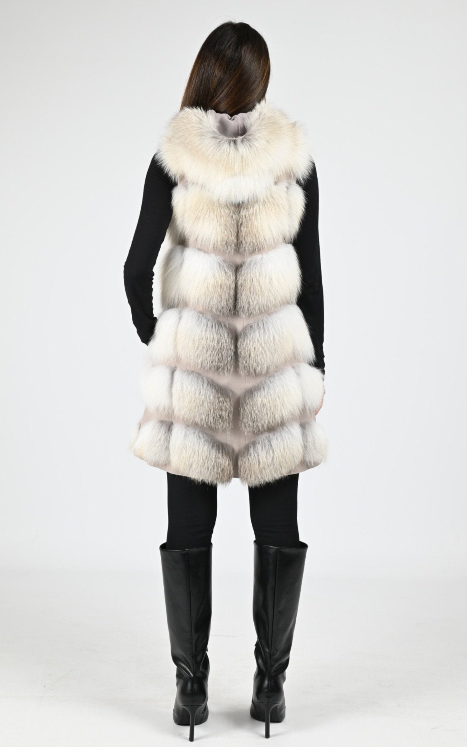 Gilet Fourrure Femme Manakas, modèle 1619 86 cm de couleur fawn light 4