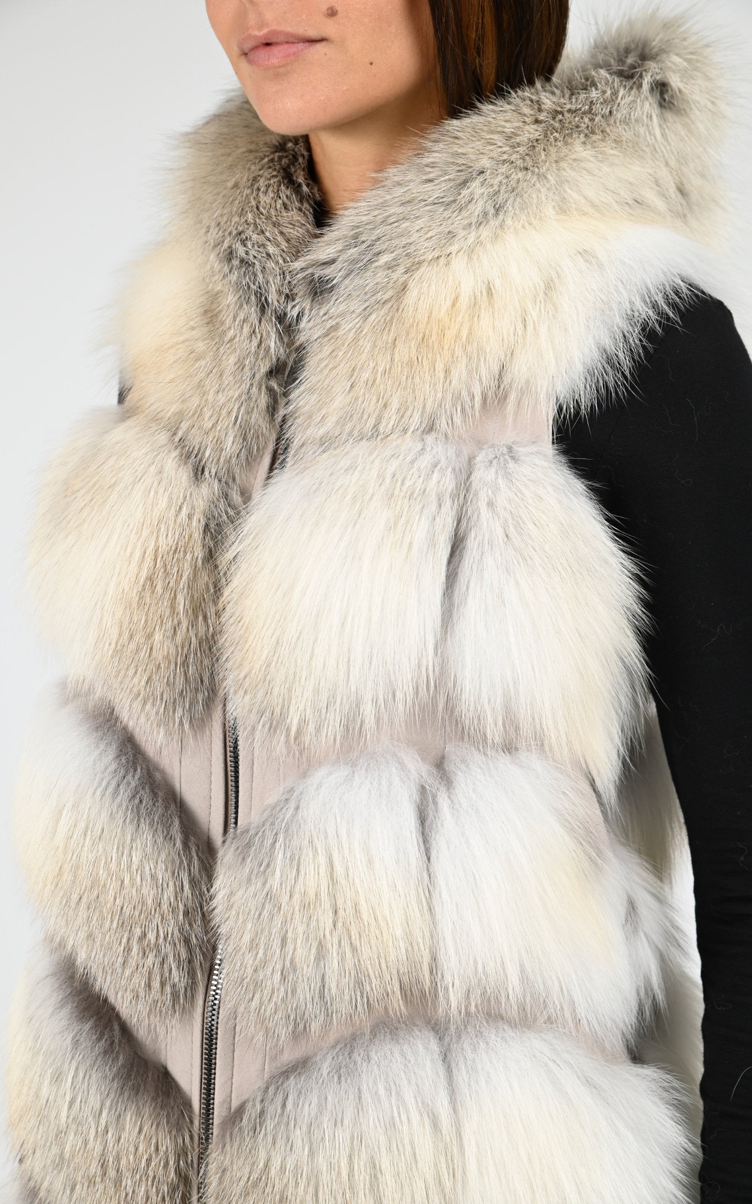 Gilet Fourrure Femme Manakas, modèle 1619 86 cm de couleur fawn light 6