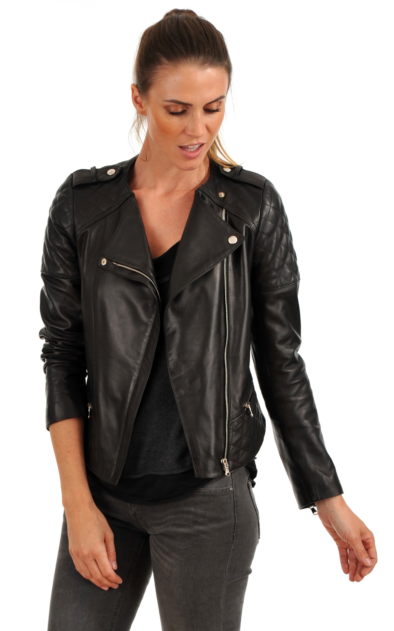 A &quot;SHERRY FF&quot; Noir La Canadienne Blouson Femme opened photo