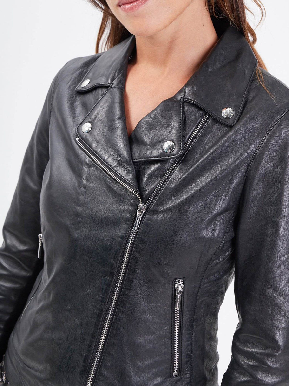 Blouson biker cuir noir femme Bojana