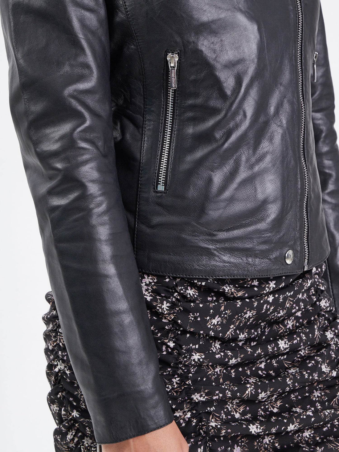 Blouson biker cuir noir femme Bojana