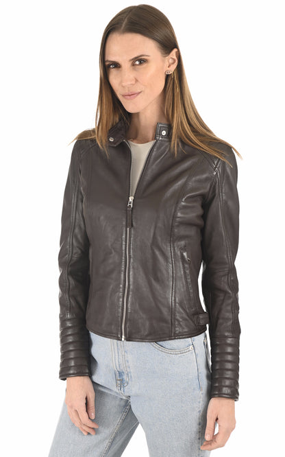 A &quot;LOUISE&quot; Marron Serge Pariente Blouson Femme closed photo