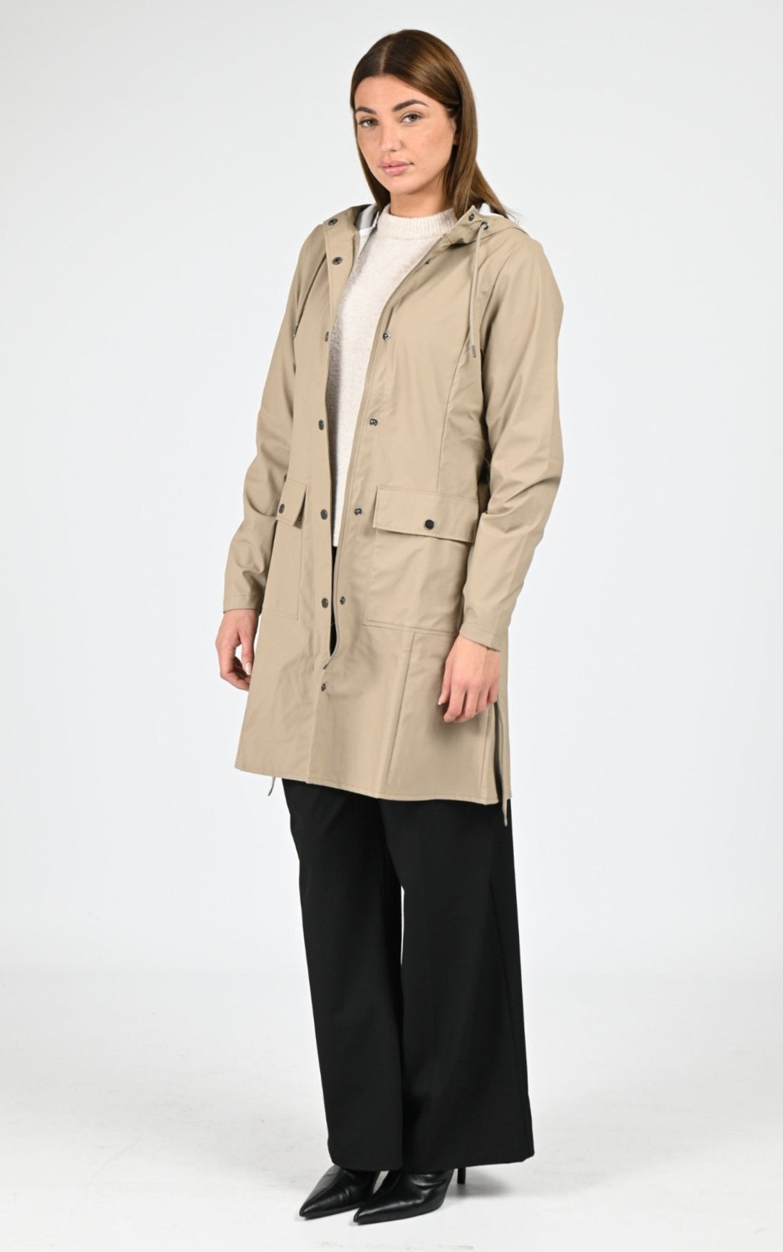 3/4 Textile Femme Rains, modèle 18130 curve jacket de couleur beige 133