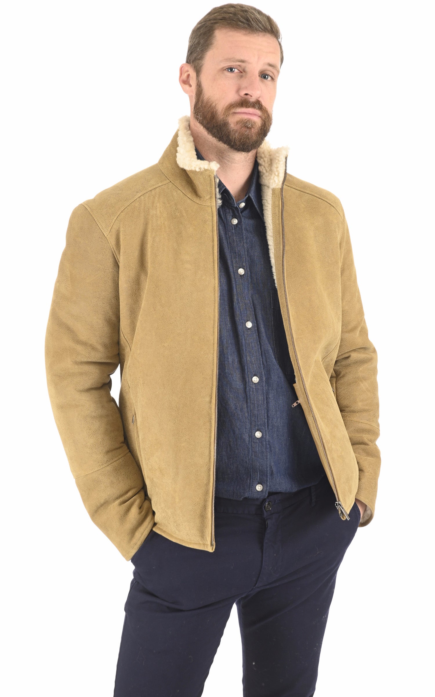 A &quot;LUIS&quot; Beige La Canadienne Blouson Homme opened photo