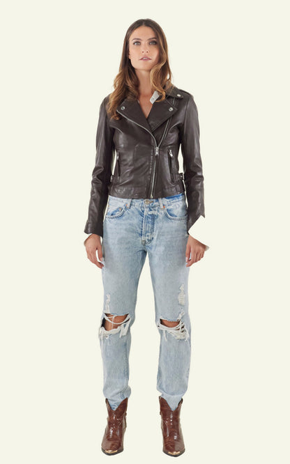 A &quot;CITY GIRL&quot; Marron Serge Pariente Blouson Femme back photo