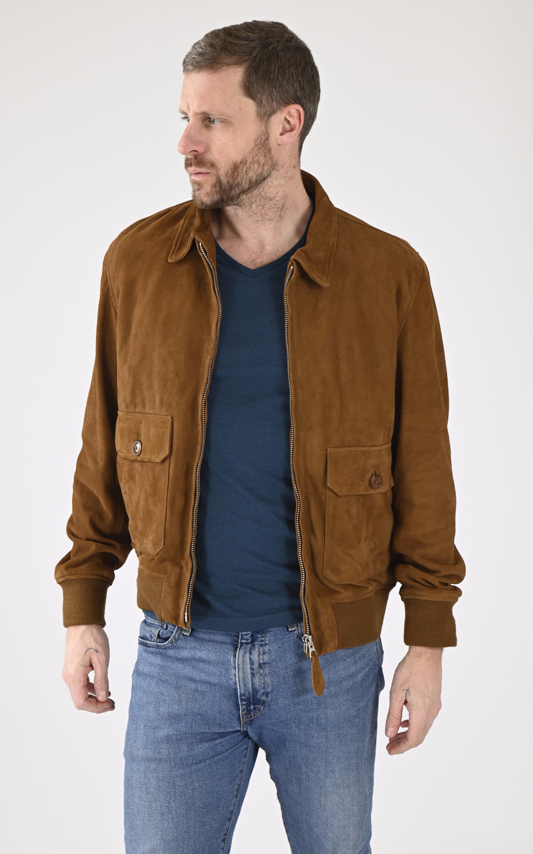 A &quot;LC AVIATOR S&quot; Cognac Schott Pilote Homme opened photo