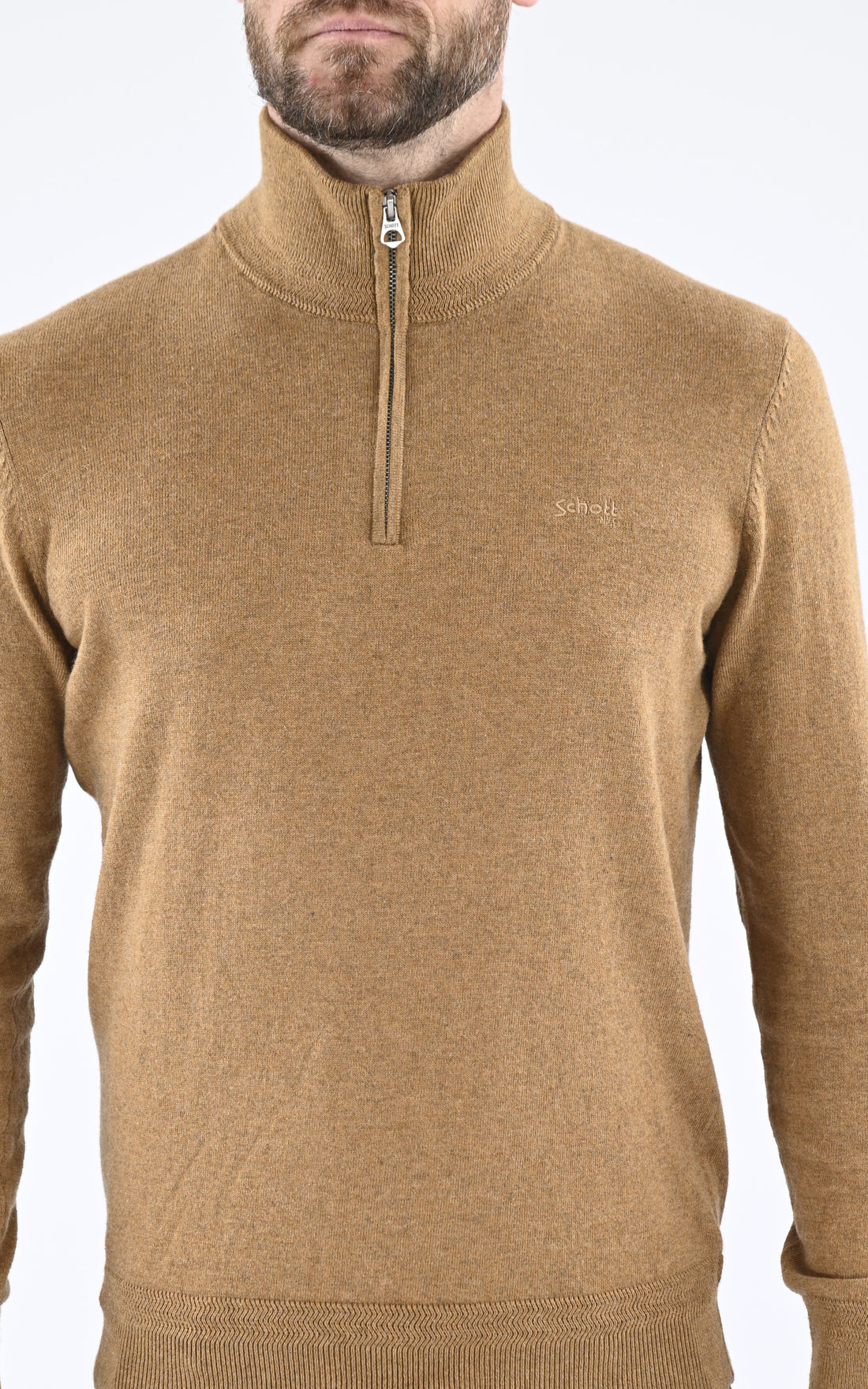 A &quot;PL BEAL 8&quot; Camel Schott Pull Homme opened photo