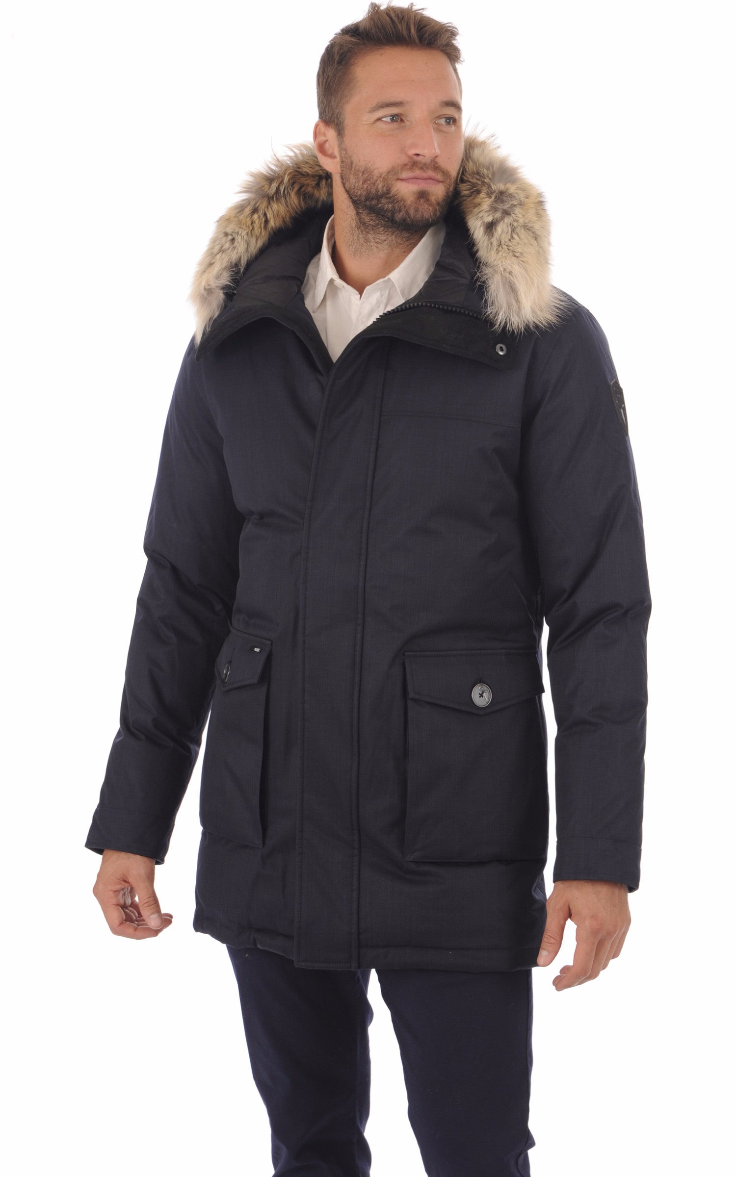 A &quot;YVES&quot; Navy Nobis 3/4 Doudoune Homme closed photo 2