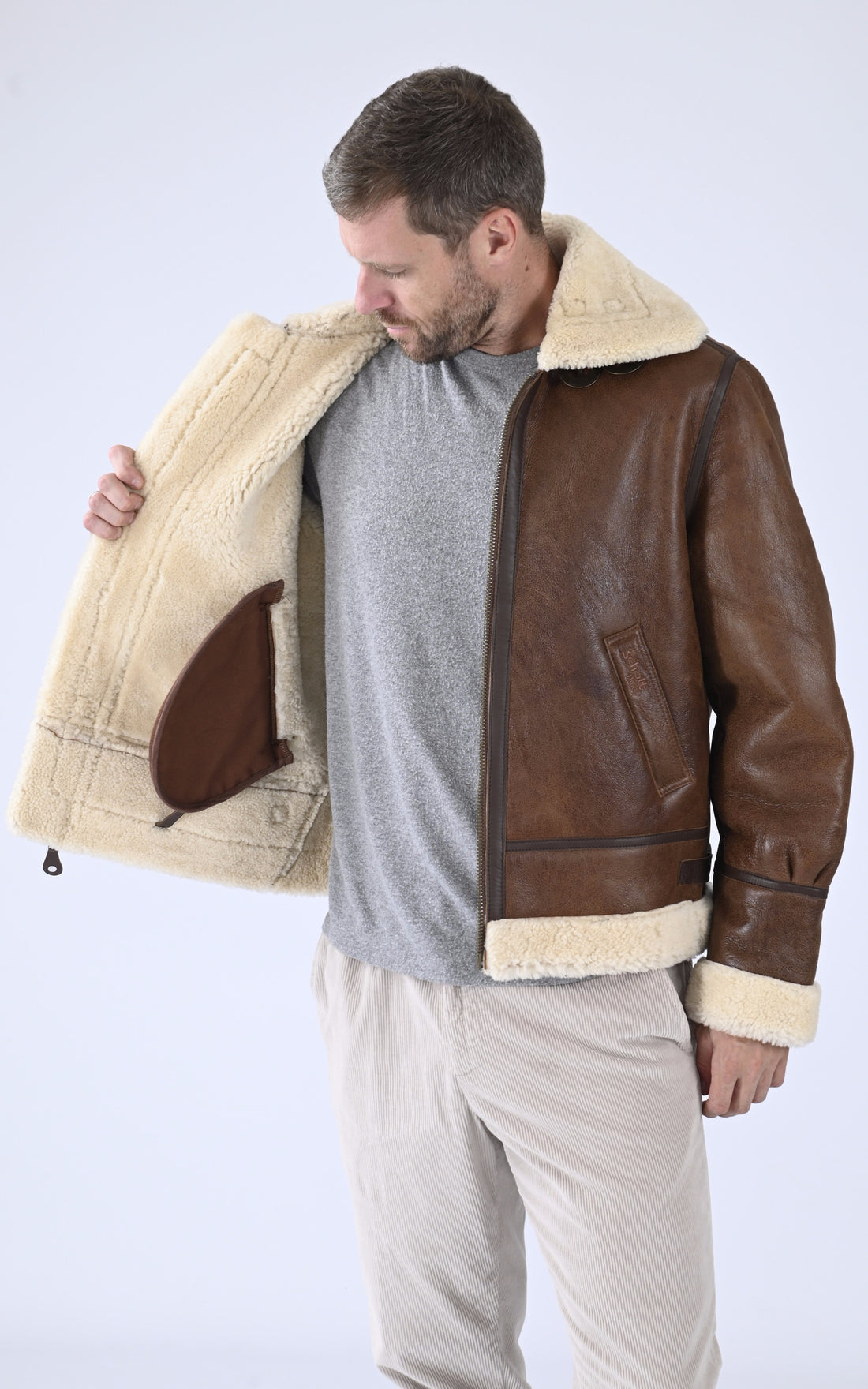 A &quot;LC1259&quot; Mocca Schott Bombardier Homme opened photo