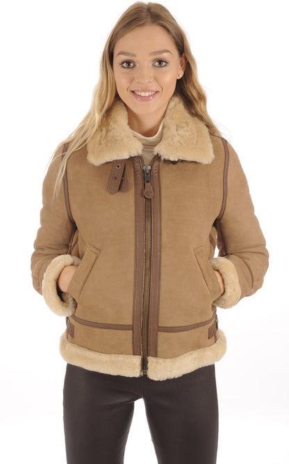 A &quot;LCW1255A&quot; Camel Schott Bombardier Femme closed photo