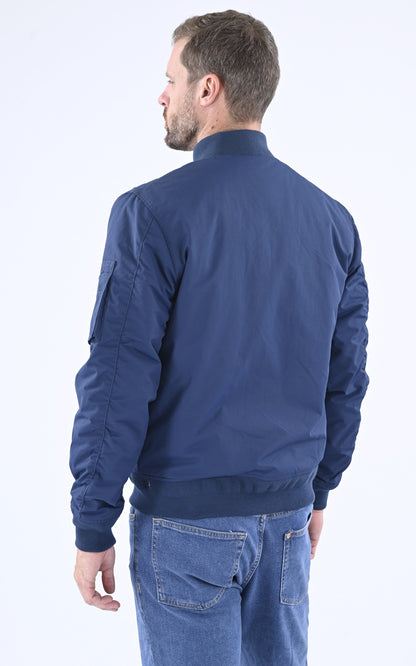 A &quot;AIRKRAFT&quot; Bleu Marine Schott Blouson Homme back photo