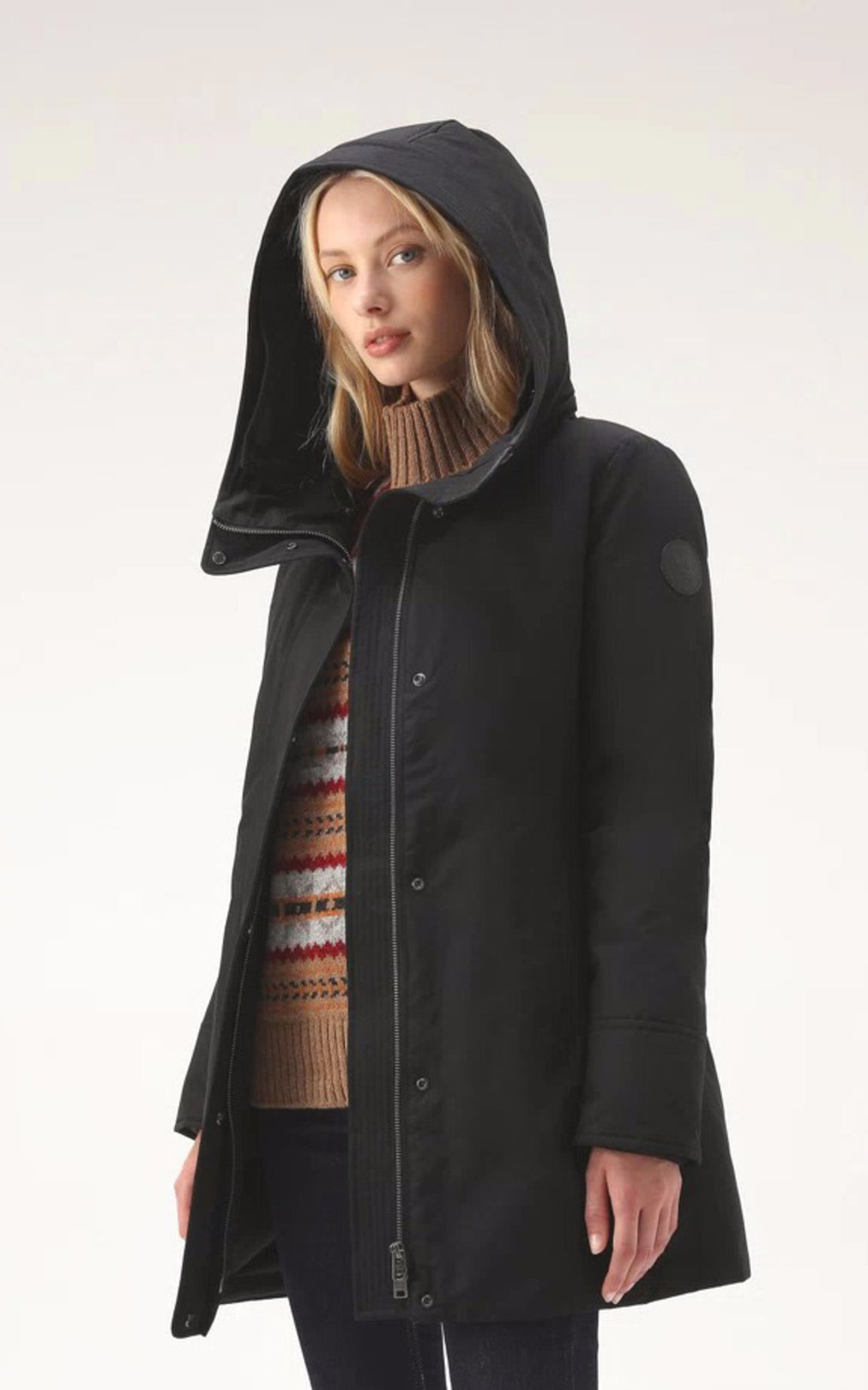 A &quot;BOULDER FAUX FUR WWOU0724&quot; Noir Woolrich 3/4 Parka Femme opened photo