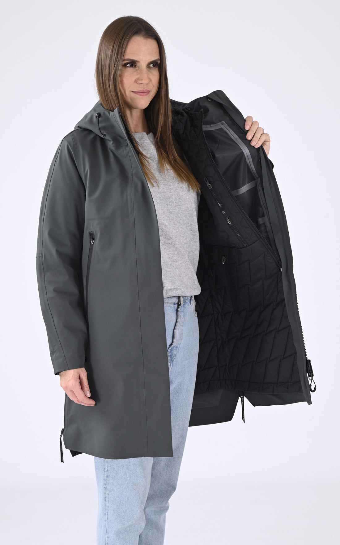 A &quot;PLANCK QW497&quot; Kaki Krakatau 3/4 Parka Femme opened photo