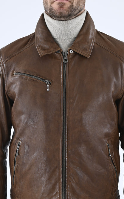 A &quot;PLATON 102423&quot; Cognac Daytona 73 Blouson Homme details photo