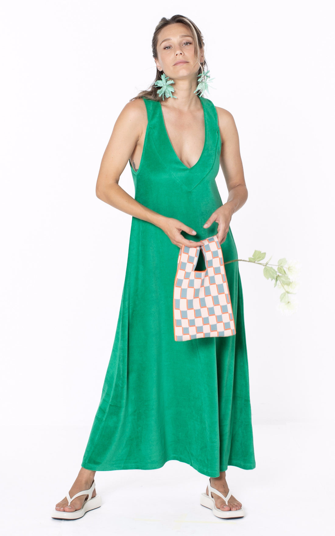 A &quot;CANNES&quot; Vert Marguerite à la plage Robe Femme opened photo
