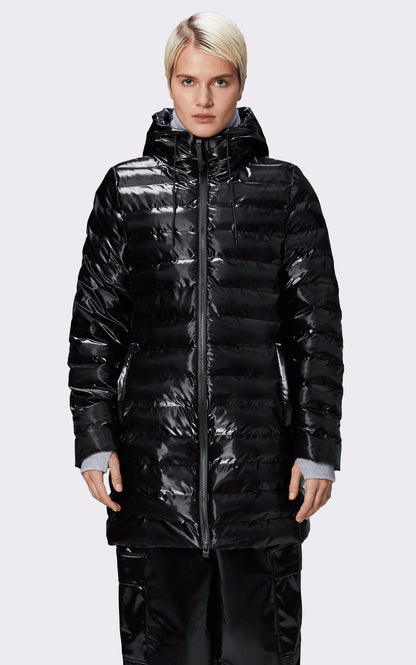 A &quot;15890 LOHJA LONG PUFFER&quot; Noir Rains 3/4 Doudoune Femme opened photo