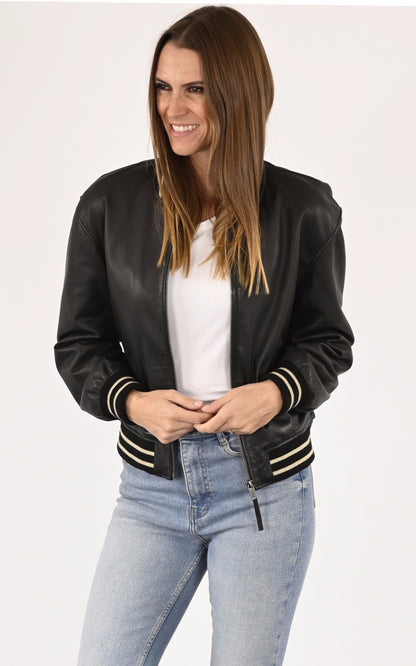 A &quot;BROOKLYN ZIP&quot; Noir La Canadienne Blouson Femme opened photo