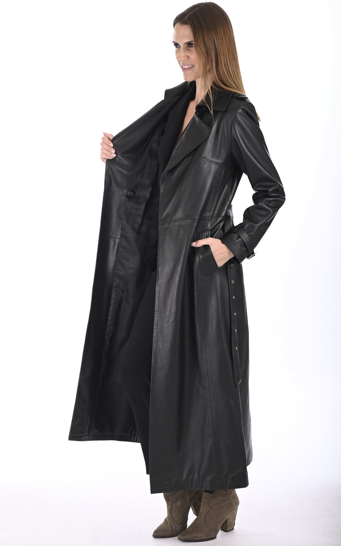 A &quot;ENZO 130&quot; Noir La Canadienne Manteau Femme opened photo
