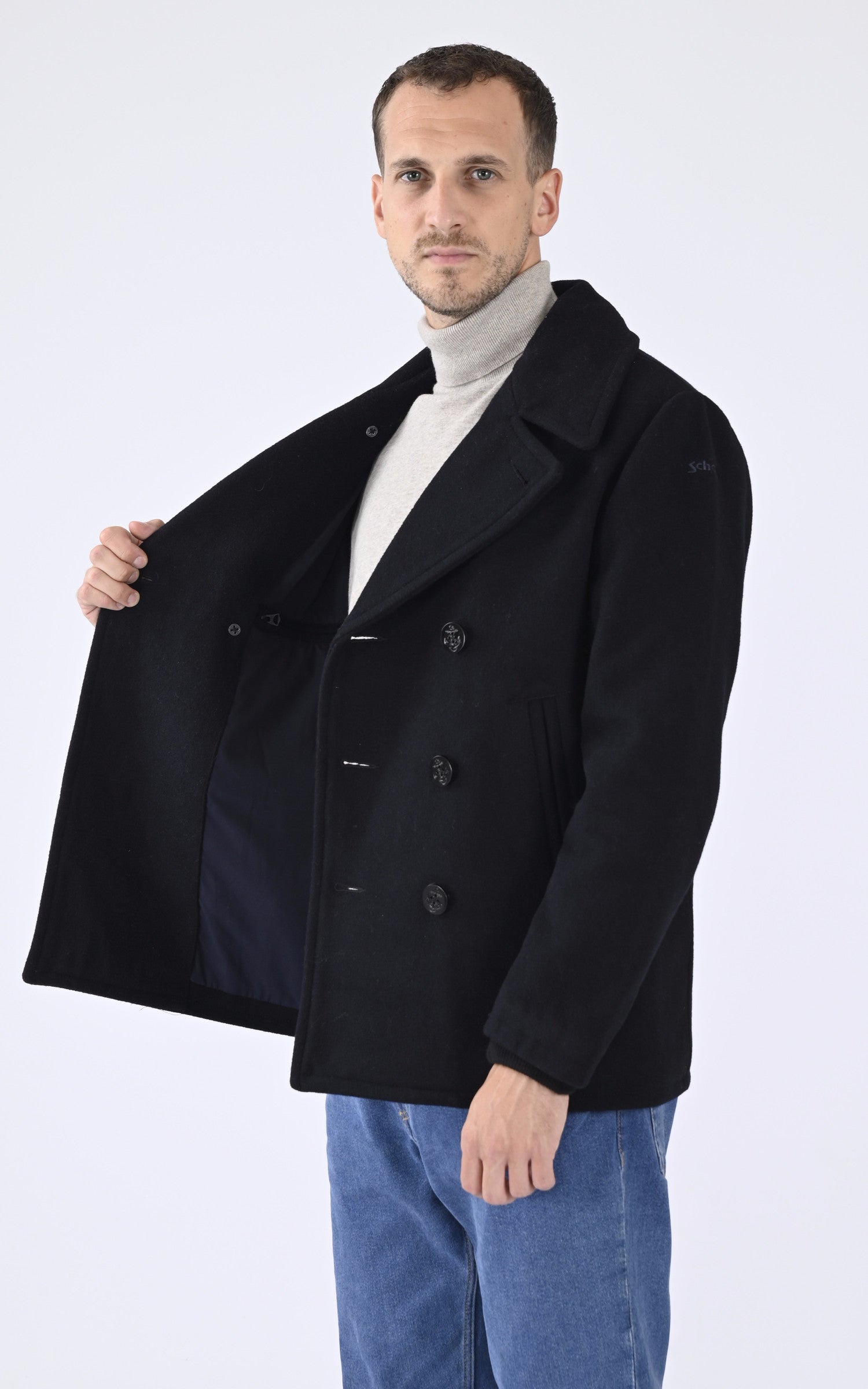 A &quot;SEACOAT&quot; Bleu Marine Schott Caban Homme interior photo 3