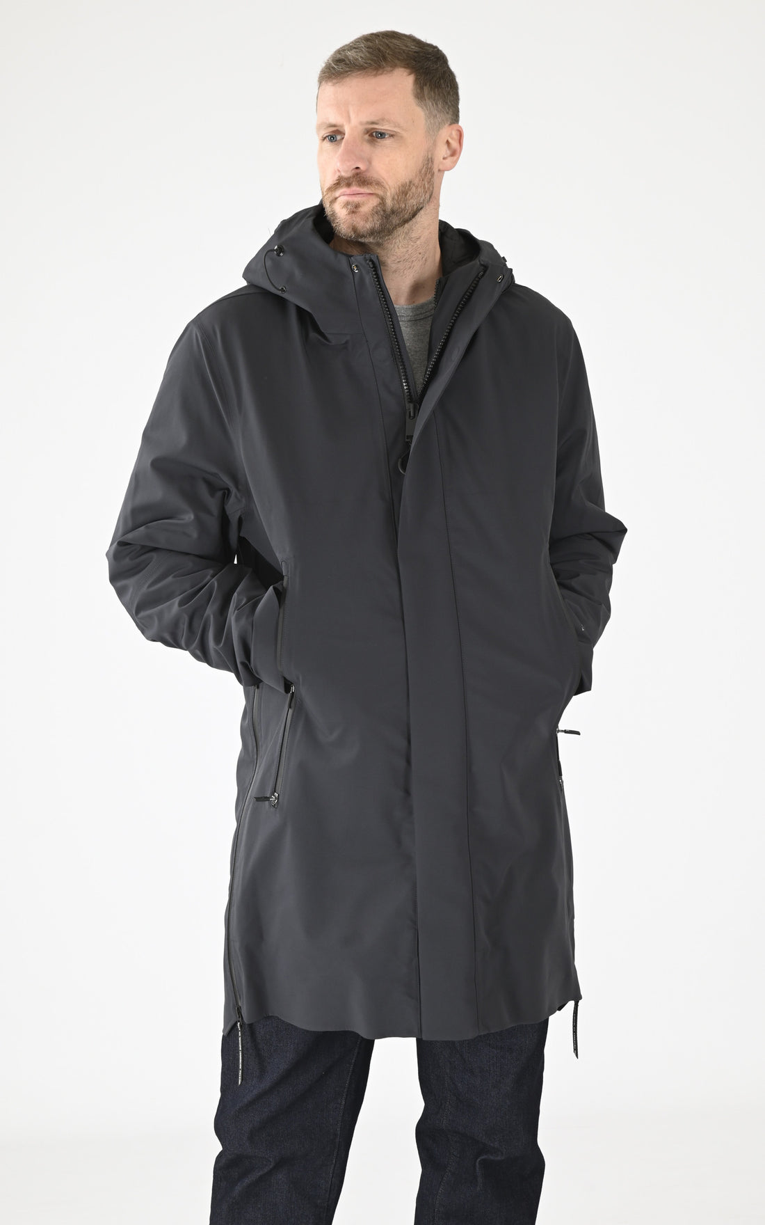 A &quot;PLANCK QM481&quot; Gris Foncé Krakatau 3/4 Parka Homme opened photo
