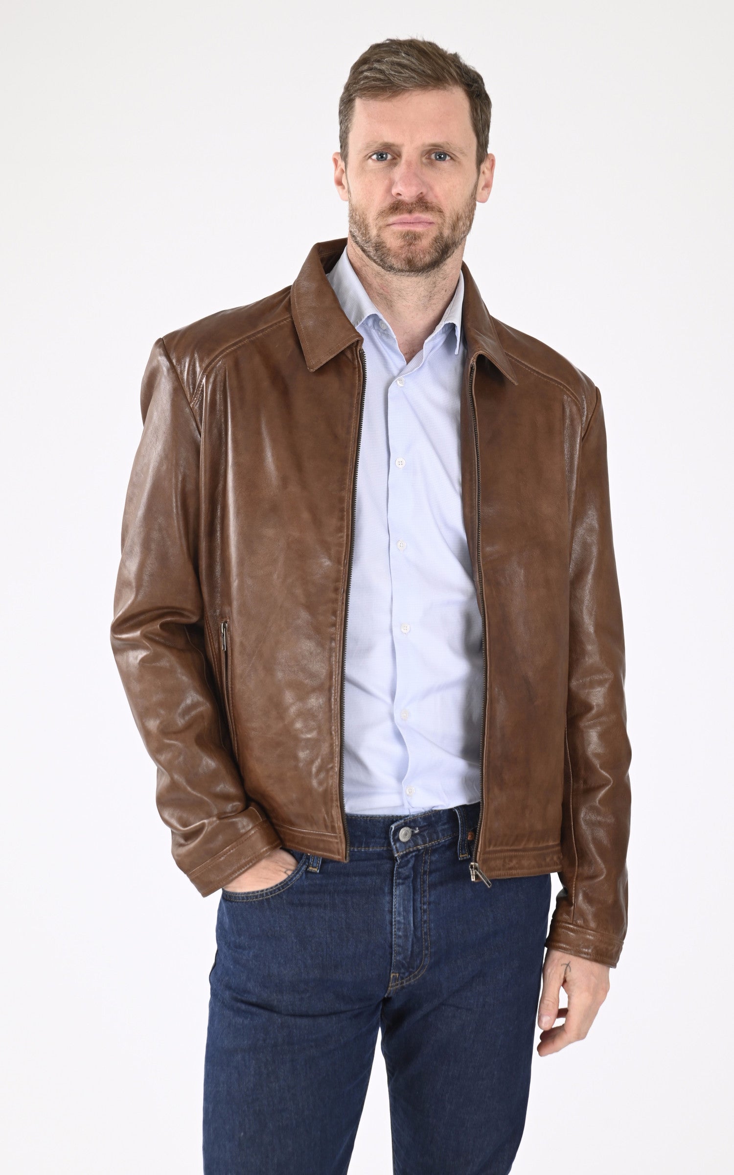 A &quot;IVAR&quot; Marron La Canadienne Blouson Homme opened photo