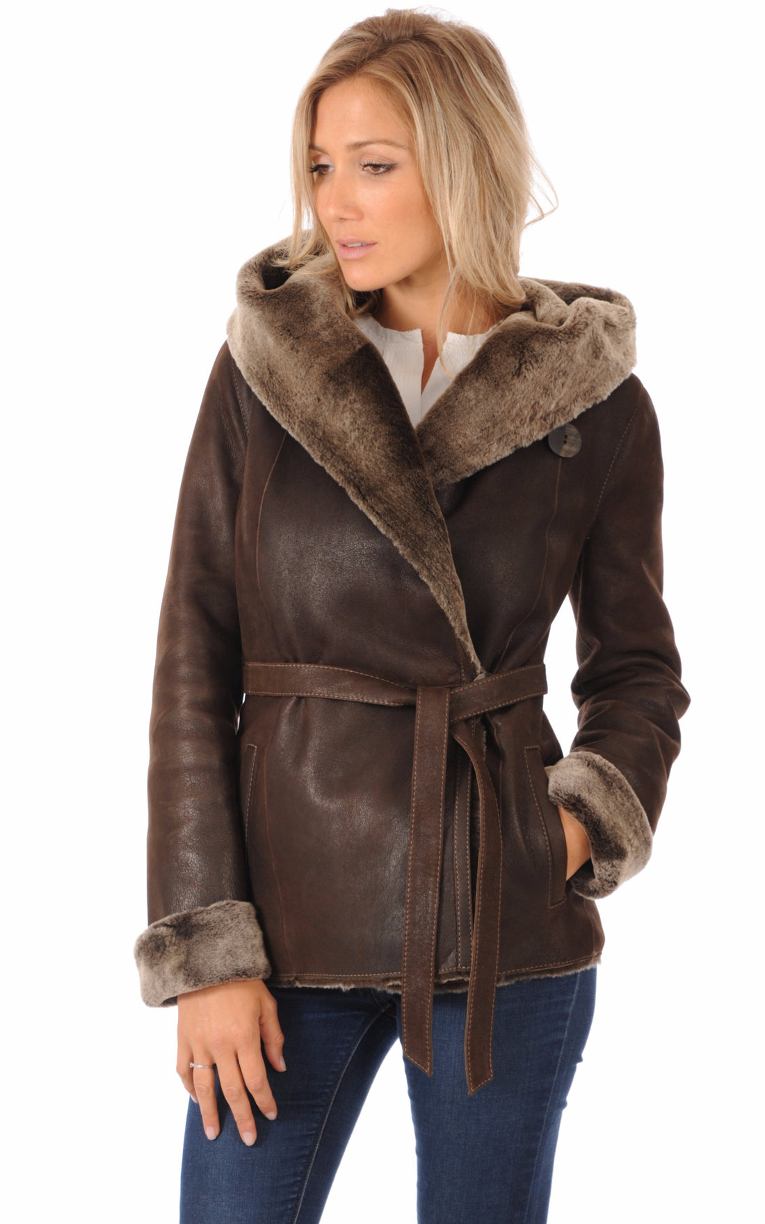 A &quot;CH1T7002 ESP&quot; Marron La Canadienne Veste Femme closed photo