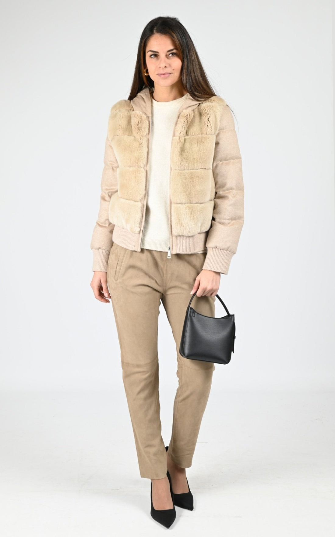 Blouson Fourrure Femme Kottas Mantsios, modèle 2023.06 de couleur desert