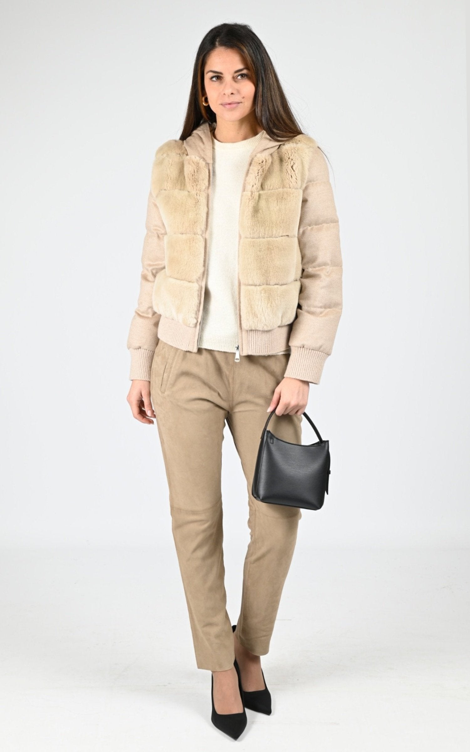 Blouson Fourrure Femme Kottas Mantsios, modèle 2023.06 de couleur desert