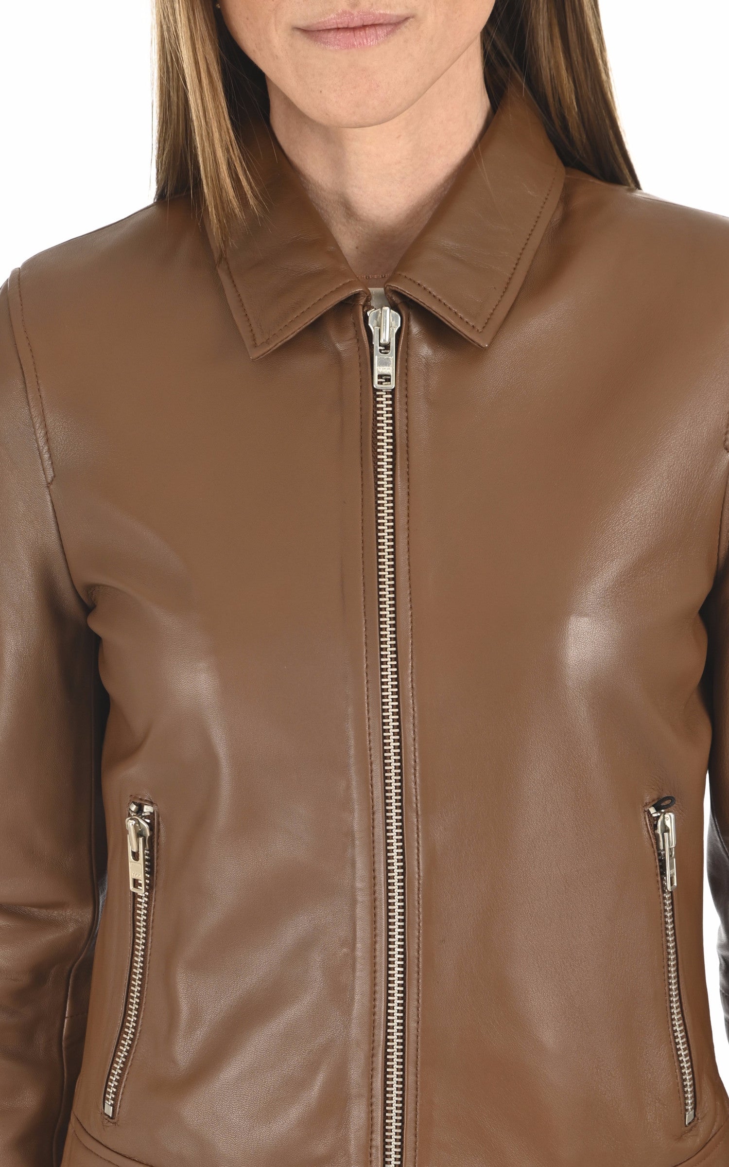 A &quot;RANDOM GIRL&quot; Cognac Serge Pariente Blouson Femme details photo 5