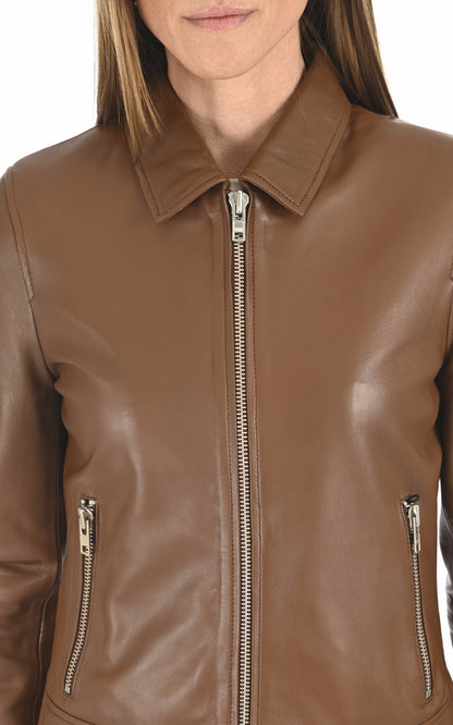 A &quot;RANDOM GIRL&quot; Cognac Serge Pariente Blouson Femme details photo