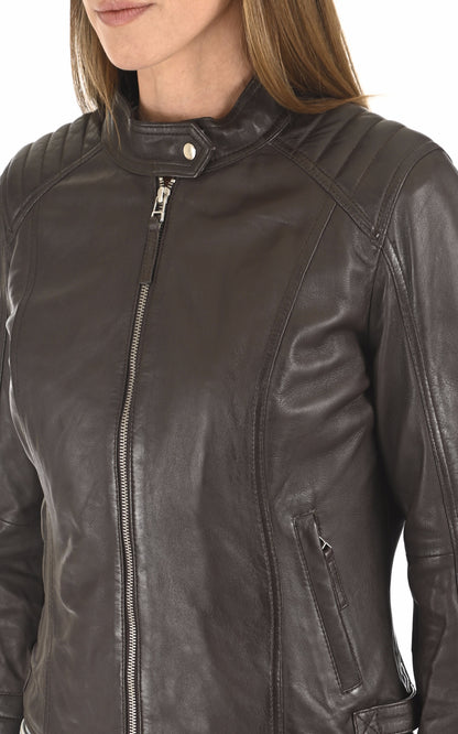 A &quot;LOUISE&quot; Marron Serge Pariente Blouson Femme details photo