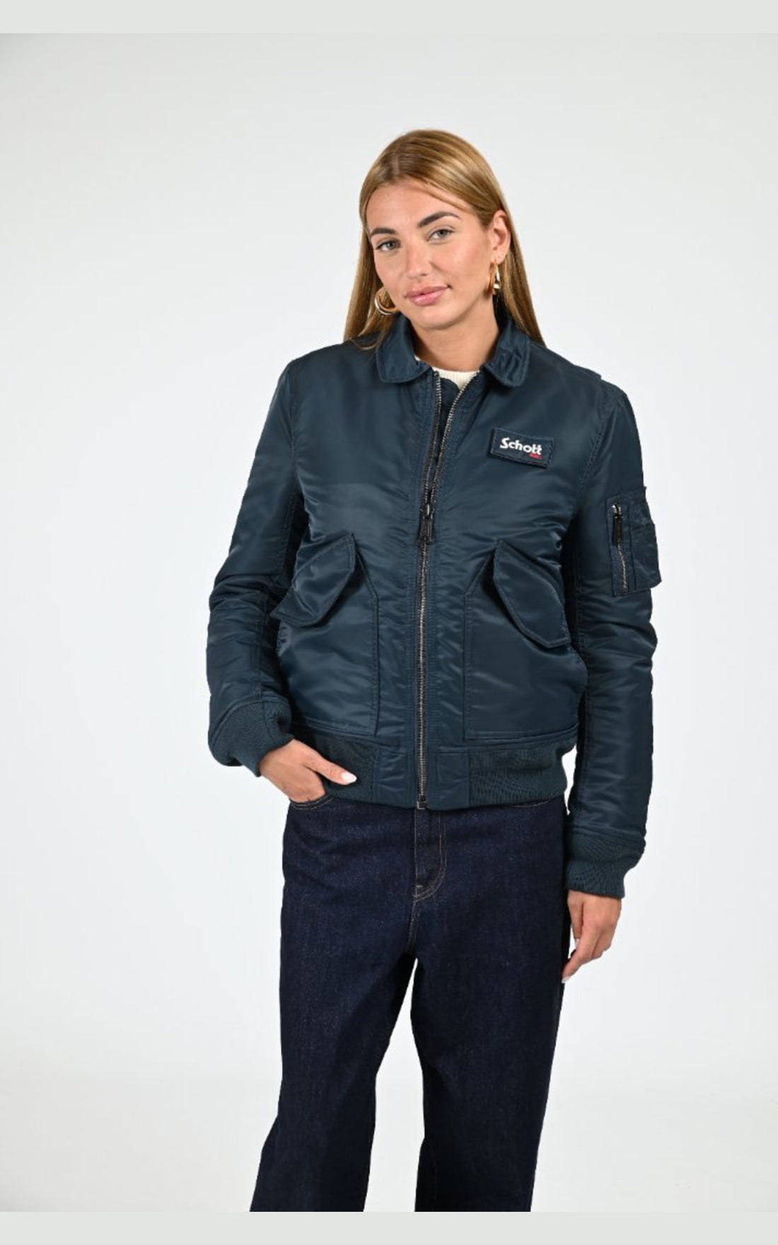Blouson Textile Mixte Schott, modèle 210100 rs de couleur bleu