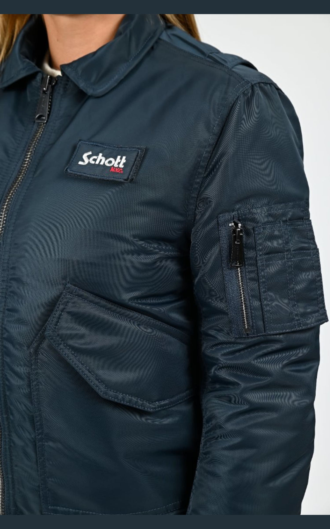 Blouson Textile Mixte Schott, modèle 210100 rs de couleur bleu