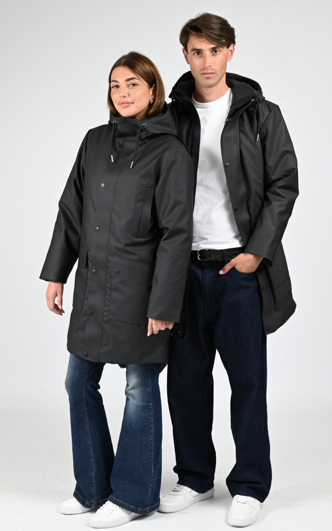3/4 parka Textile Mixte Rains, modèle 21460 nome long parka w3t3 de couleur black 01