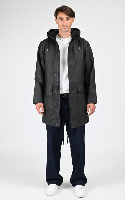 3/4 parka Textile Mixte Rains, modèle 21460 nome long parka w3t3 de couleur black 01