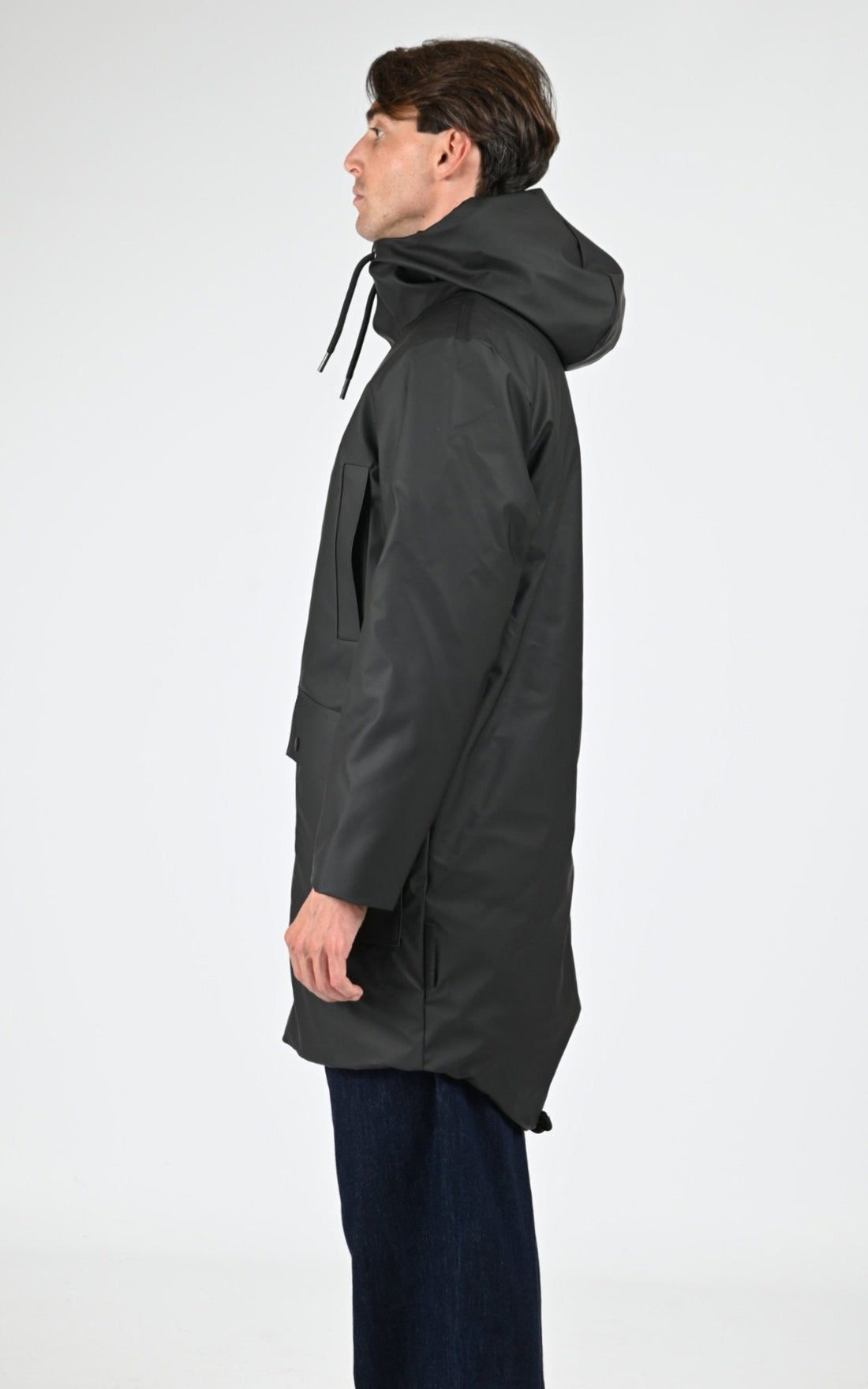 3/4 parka Textile Mixte Rains, modèle 21460 nome long parka w3t3 de couleur black 01