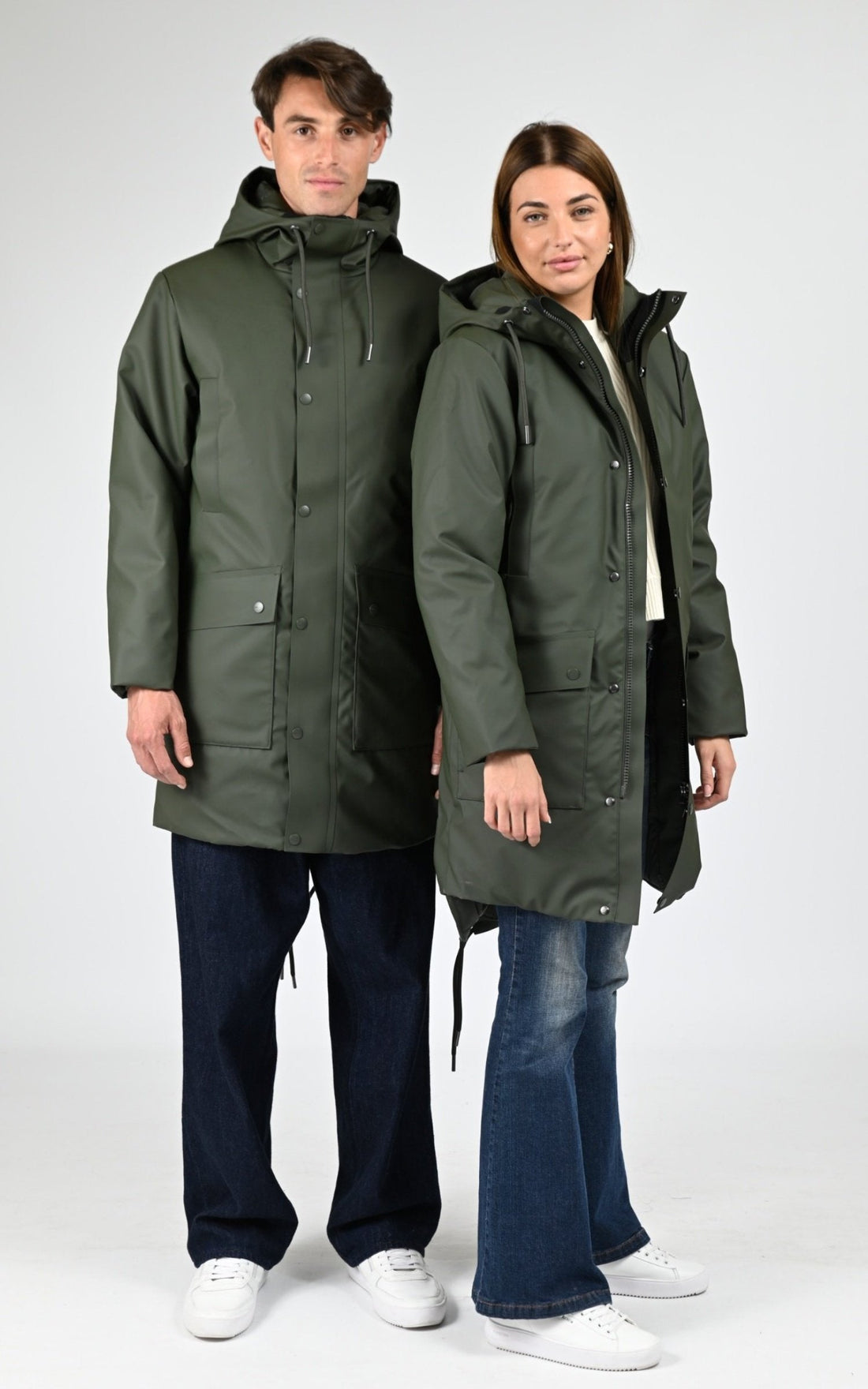 3/4 parka Textile Mixte Rains, modèle 21460 nome long parka w3t3 de couleur green 03
