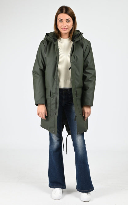 3/4 parka Textile Mixte Rains, modèle 21460 nome long parka w3t3 de couleur green 03