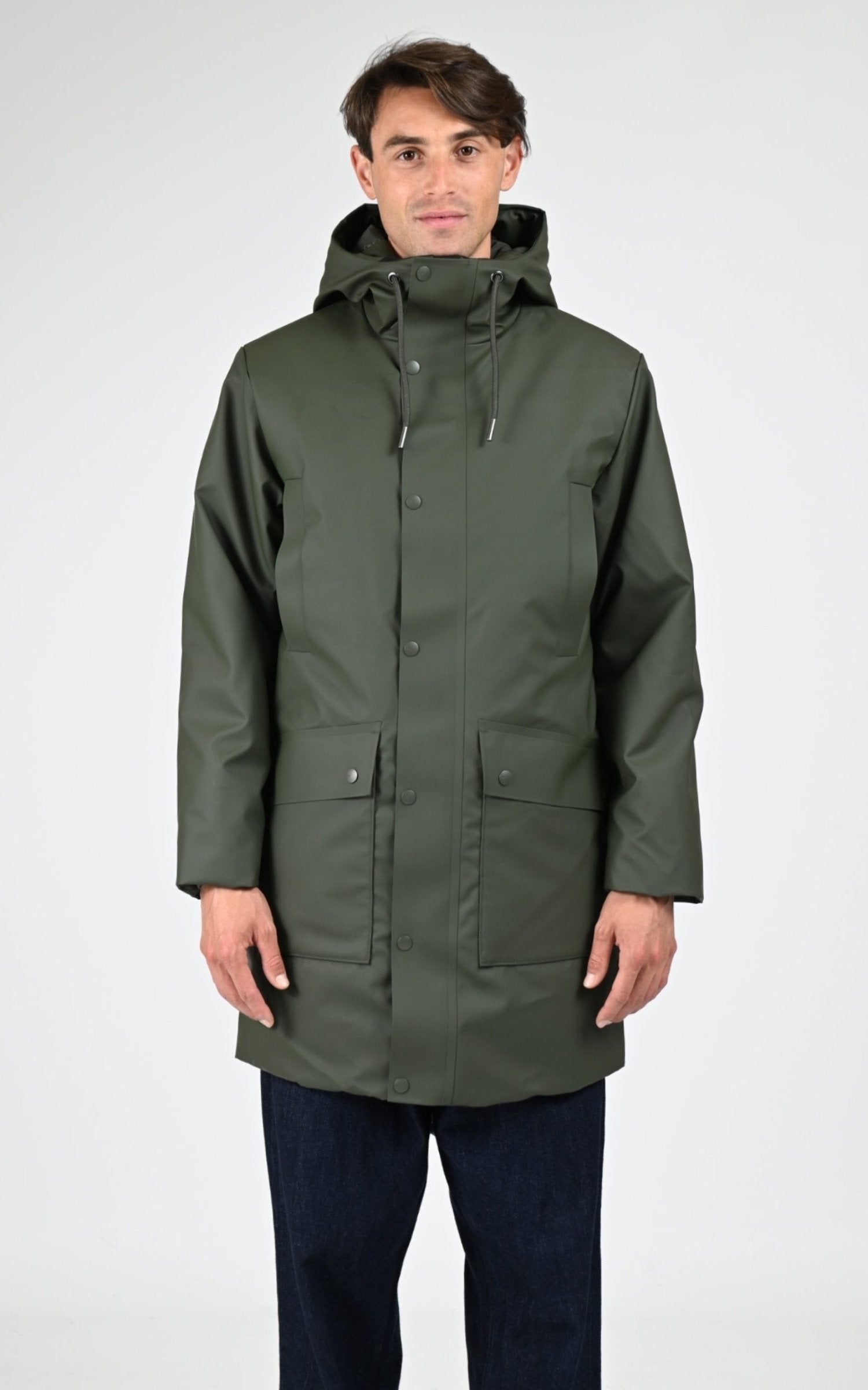 3/4 parka Textile Mixte Rains, modèle 21460 nome long parka w3t3 de couleur green 03 3