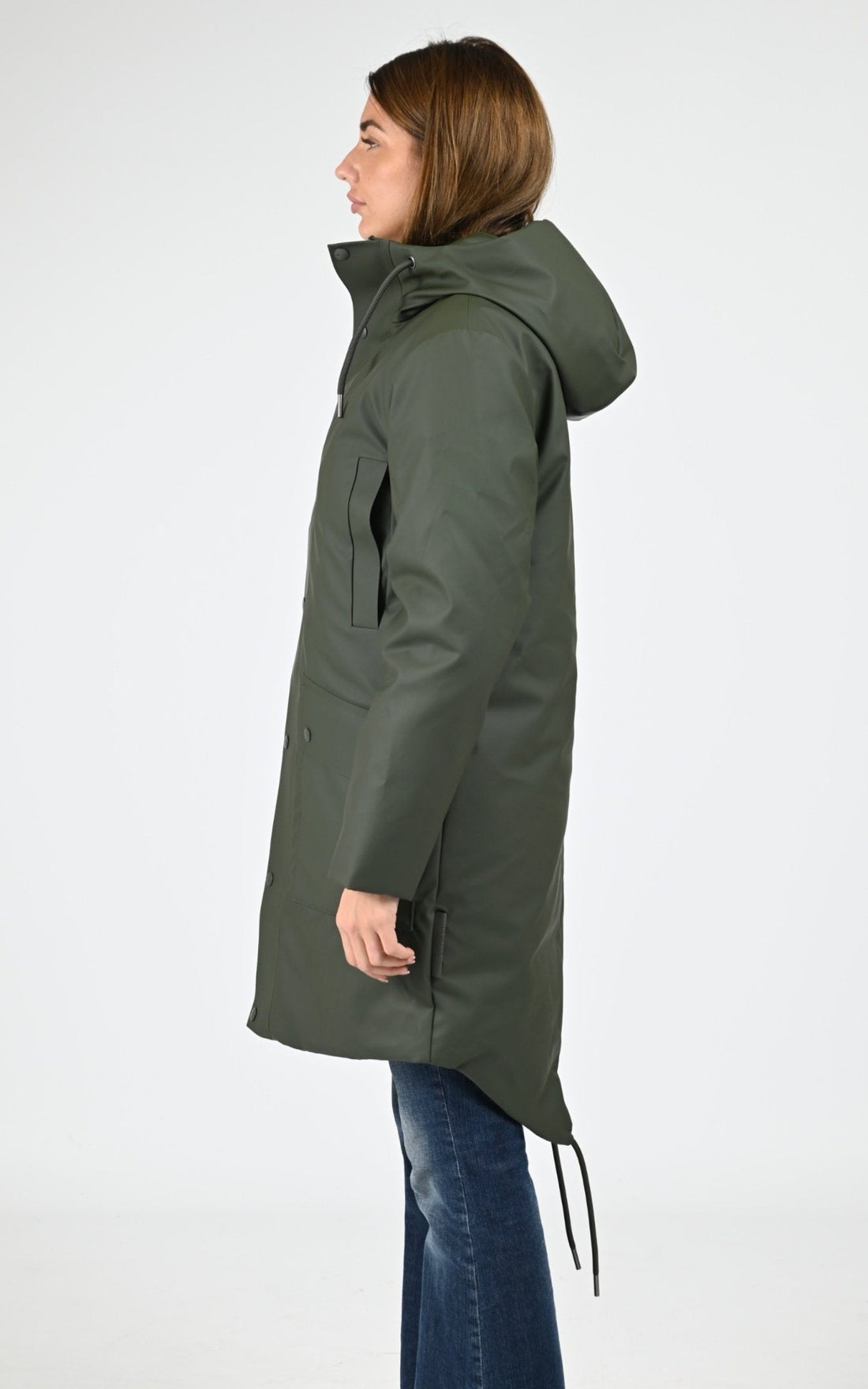 3/4 parka Textile Mixte Rains, modèle 21460 nome long parka w3t3 de couleur green 03