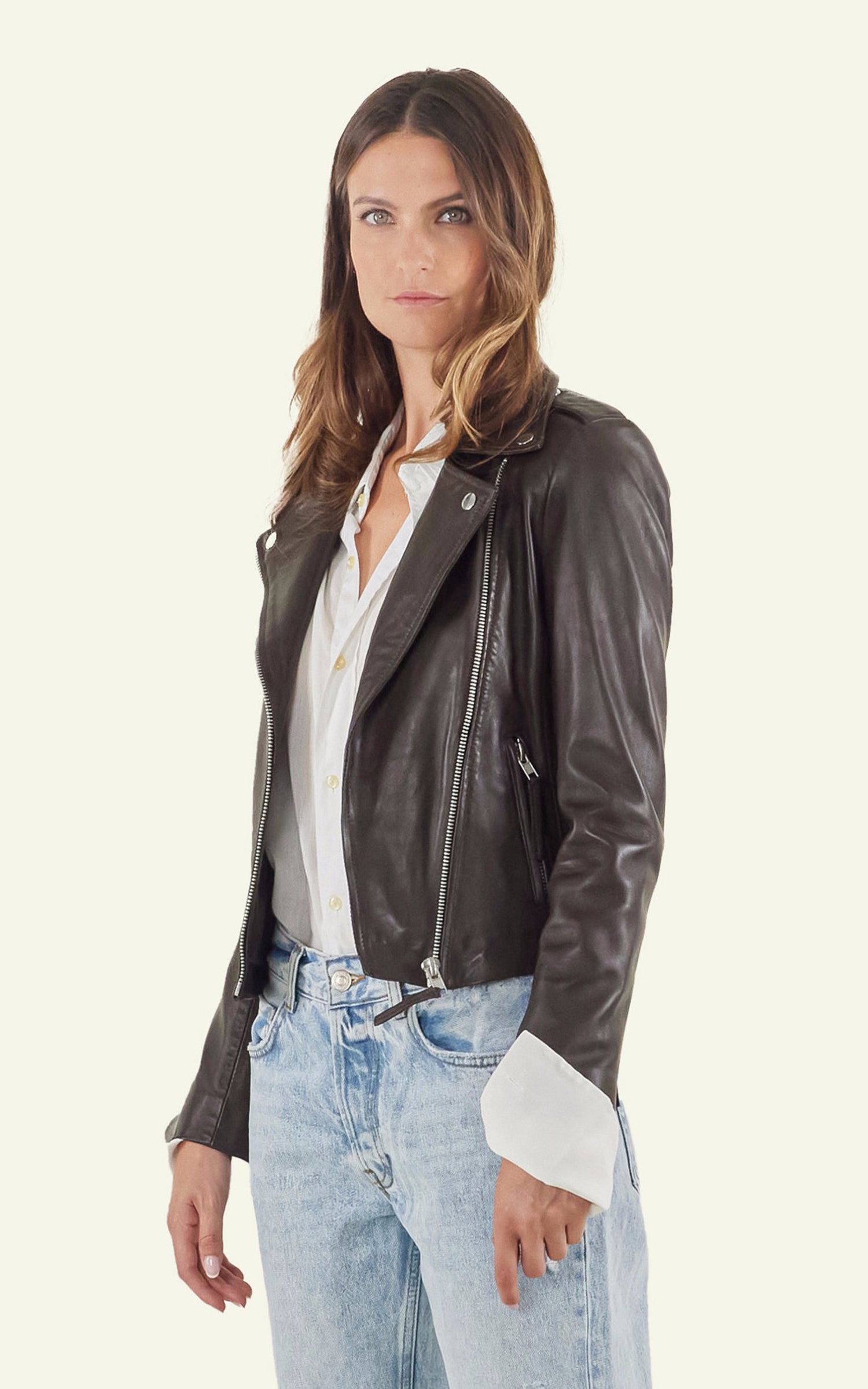 A &quot;CITY GIRL&quot; Marron Serge Pariente Blouson Femme interior photo 3