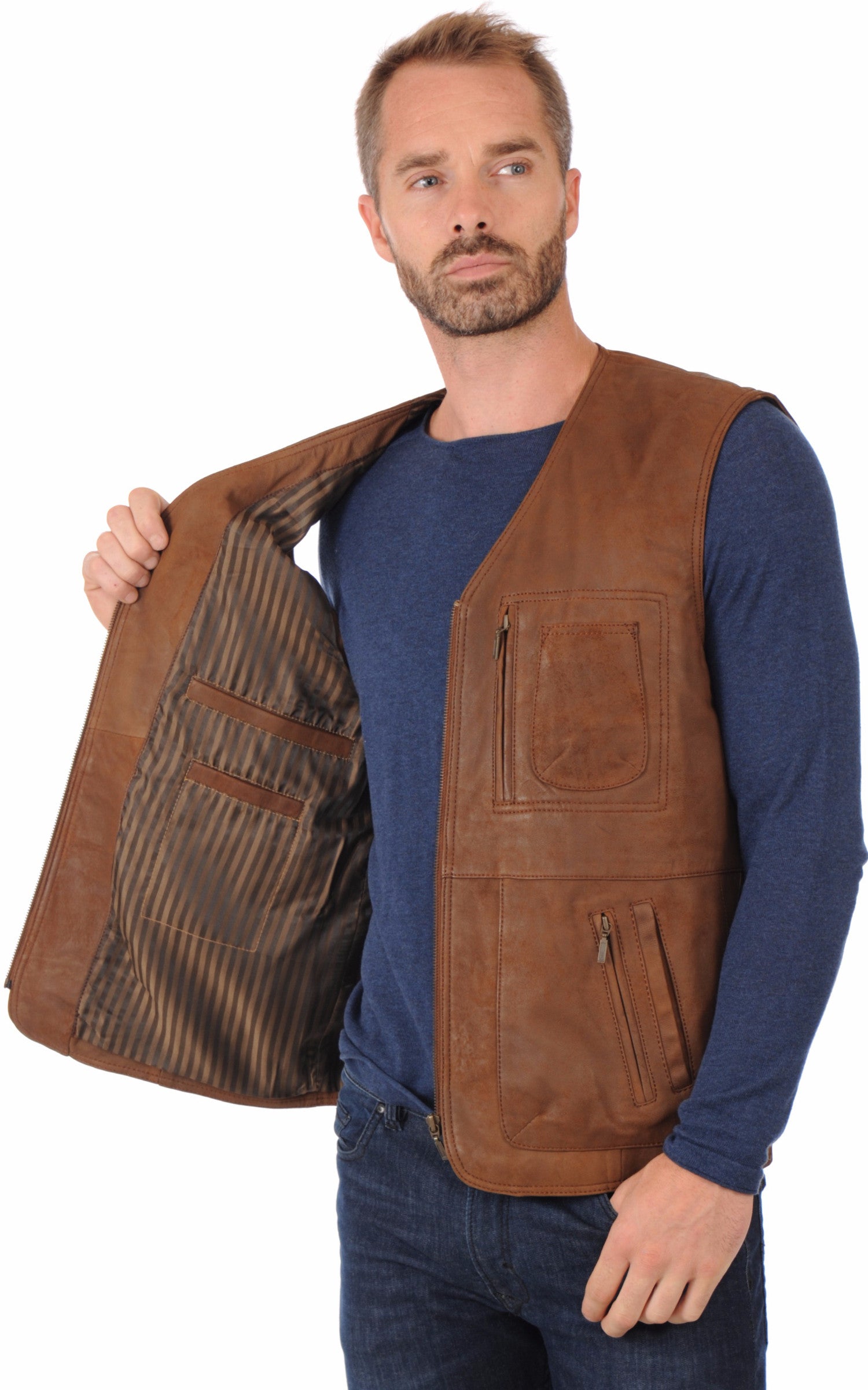 A &quot;GERO&quot; Marron Maddox Gilet Homme interior photo 3
