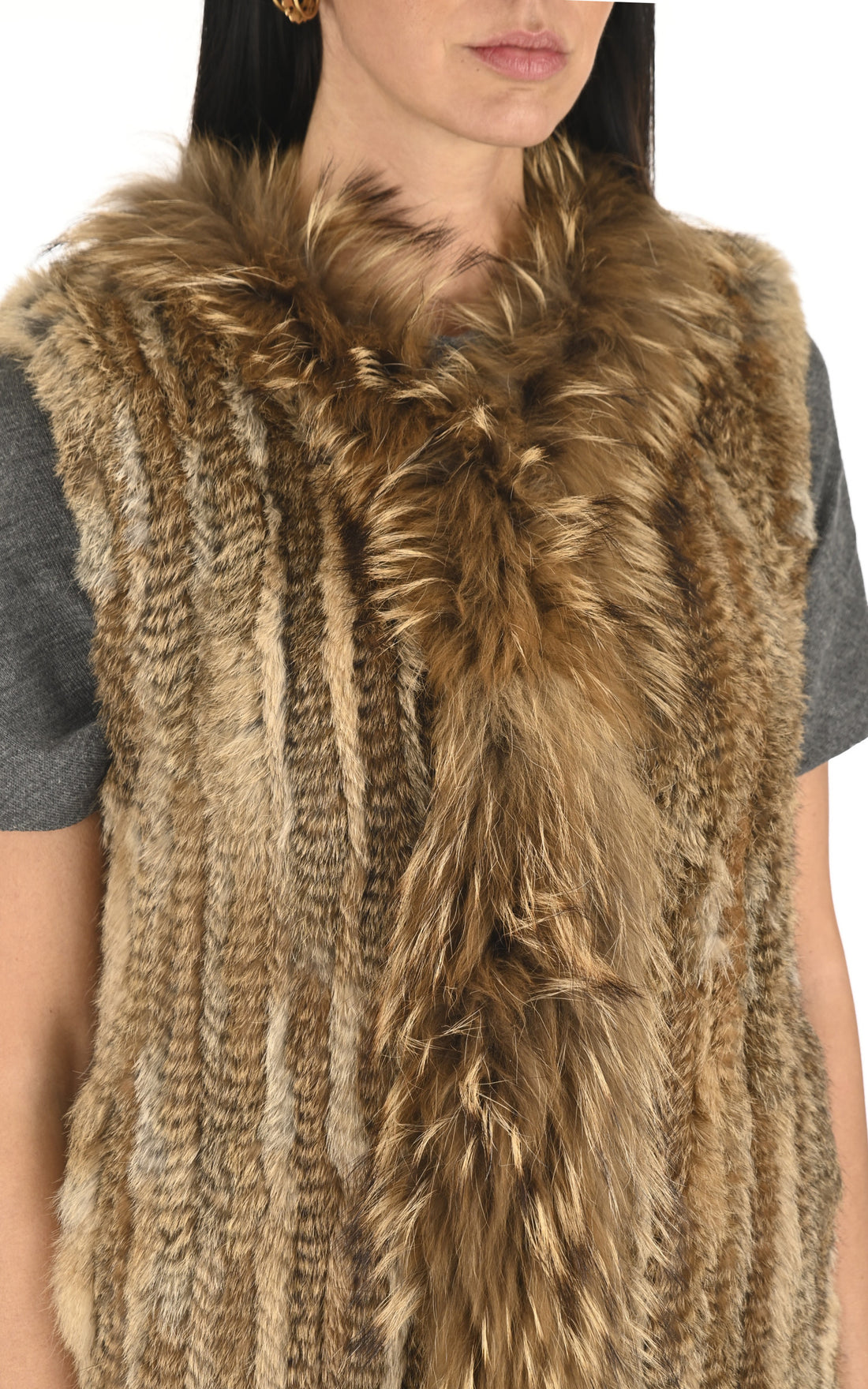 A &quot;2123V-RB-FIN/70&quot; Naturel La Canadienne Gilet Femme opened photo