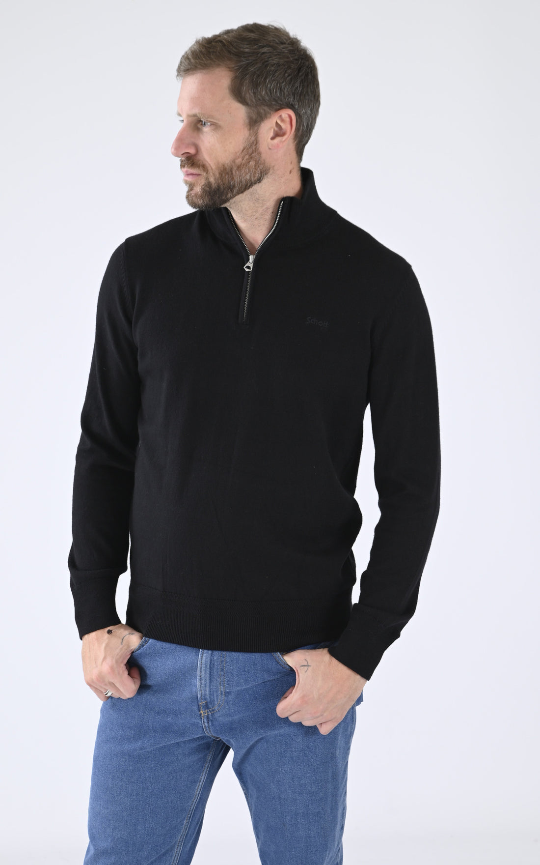 A &quot;PL BEAL 8&quot; Noir Schott Pull Homme opened photo