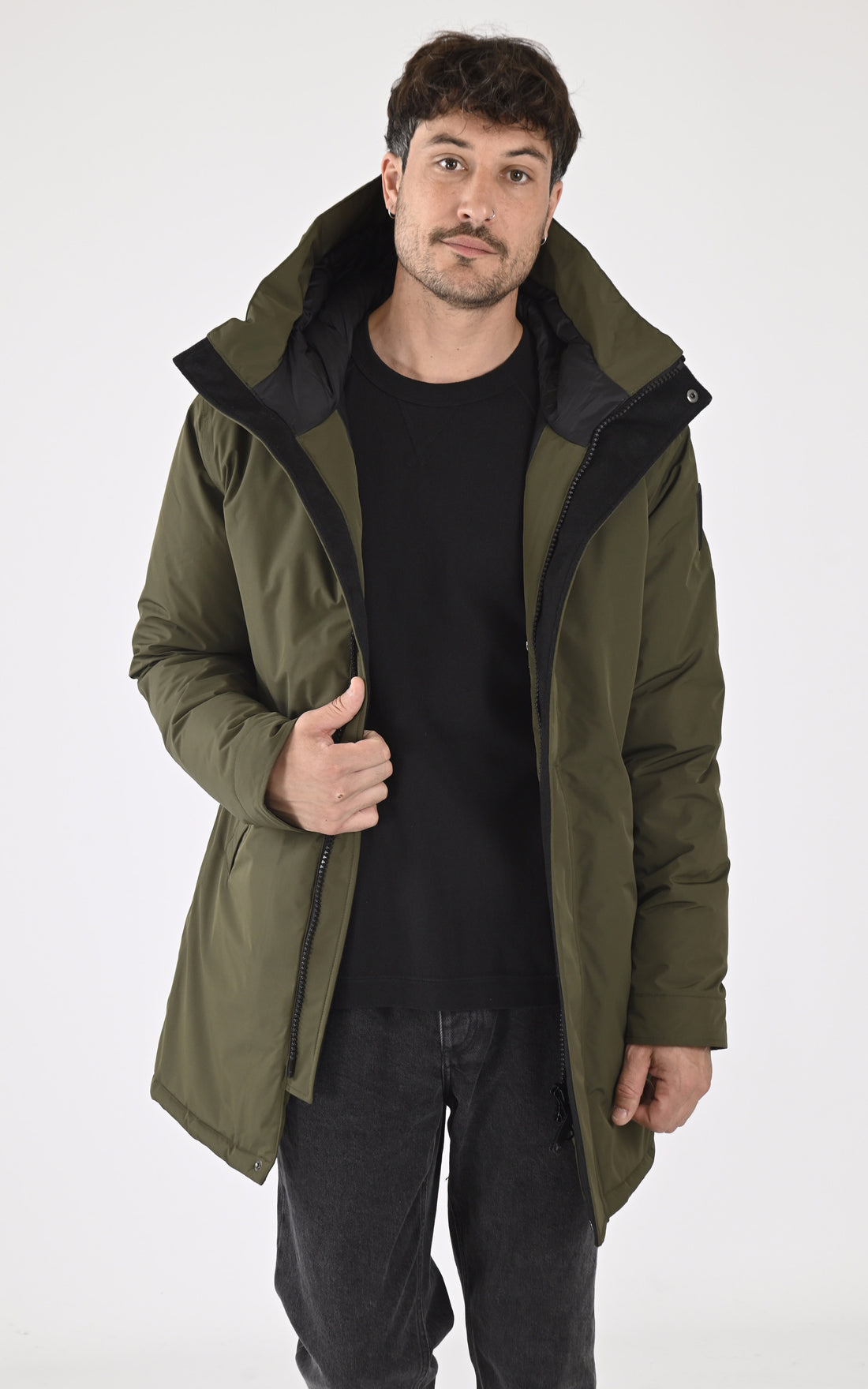A &quot;PIERRE&quot; Kaki Nobis 3/4 Doudoune Homme opened photo