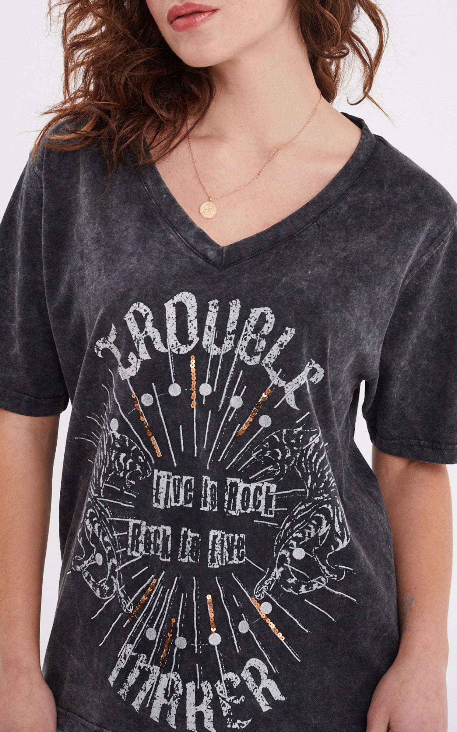 A &quot;BEXHILL 103133&quot; Noir Rose Garden T-shirt Femme back photo