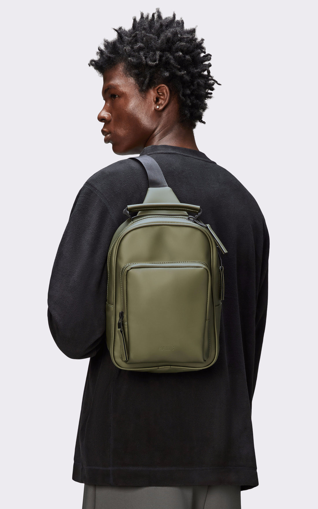 A &quot;13690 BOOK DAYPACK MINI&quot; Kaki Rains Sac Mixte opened photo