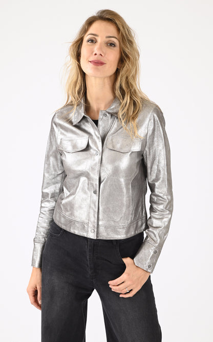 A &quot;RUBY METAL 64872&quot; Argenté Oakwood Blouson Femme closed photo