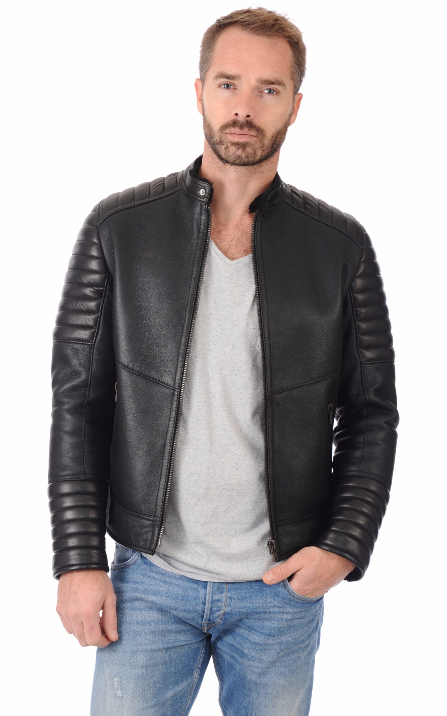 A &quot;ZLATAN&quot; Noir La Canadienne Blouson Homme opened photo